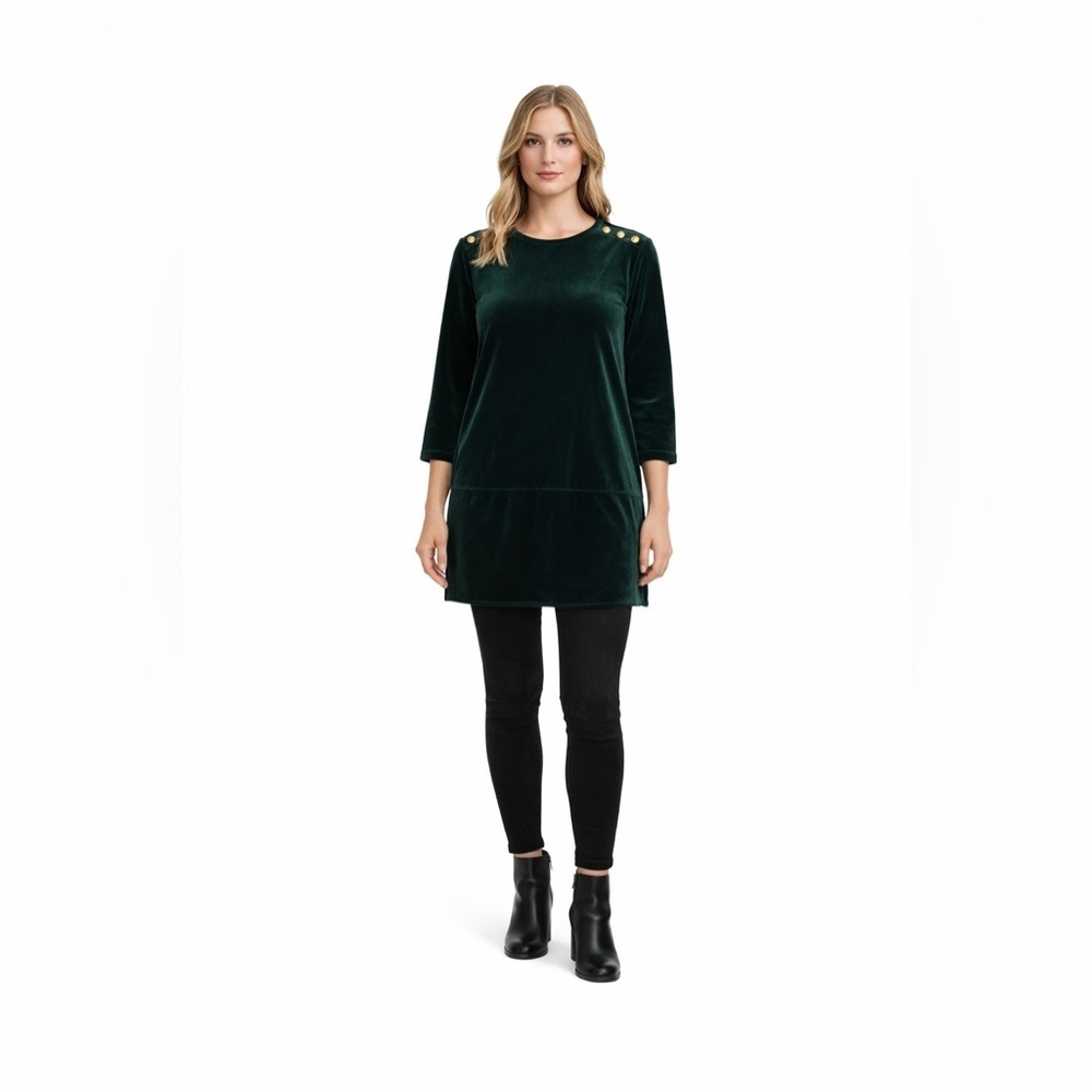 Lauren Ralph Lauren Green Velveteen Embellished Pullover Top XXL